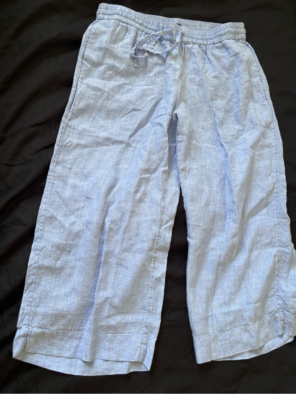 J. Crew Light Blue Wide Leg Linen Pants cropped